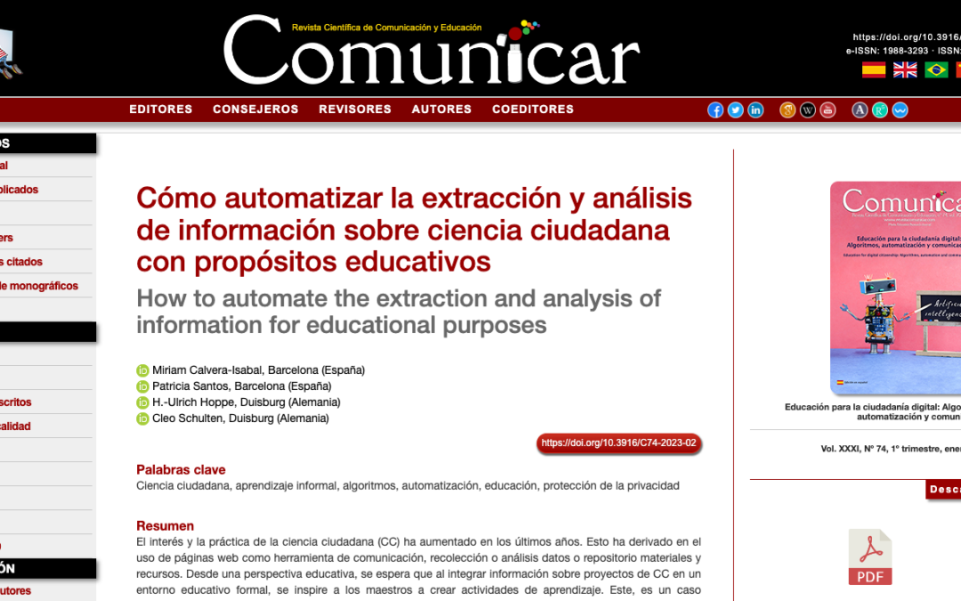 Screenshot of Revista Comunicar website
